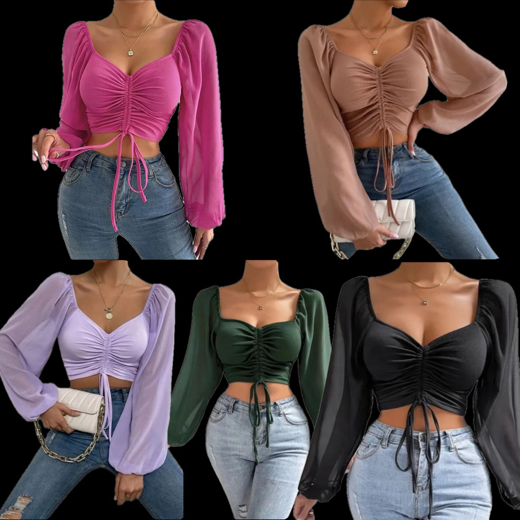 Summer cute long sleeve crop top