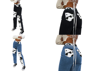 Cow print jeans