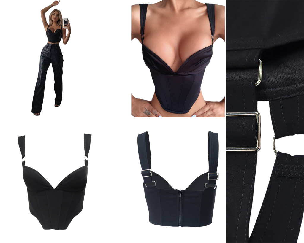 Crop Top Straps Boned Padded Corset Tops