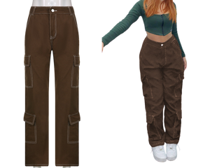 Baggy Joggers Brown Vintage Straight Leg Cargo Pants