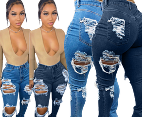 Boyfriend Jeans Popular Ripped Hollow Out Stretch Slit Jeans