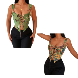 retro style floral embroidery straps small suspender top