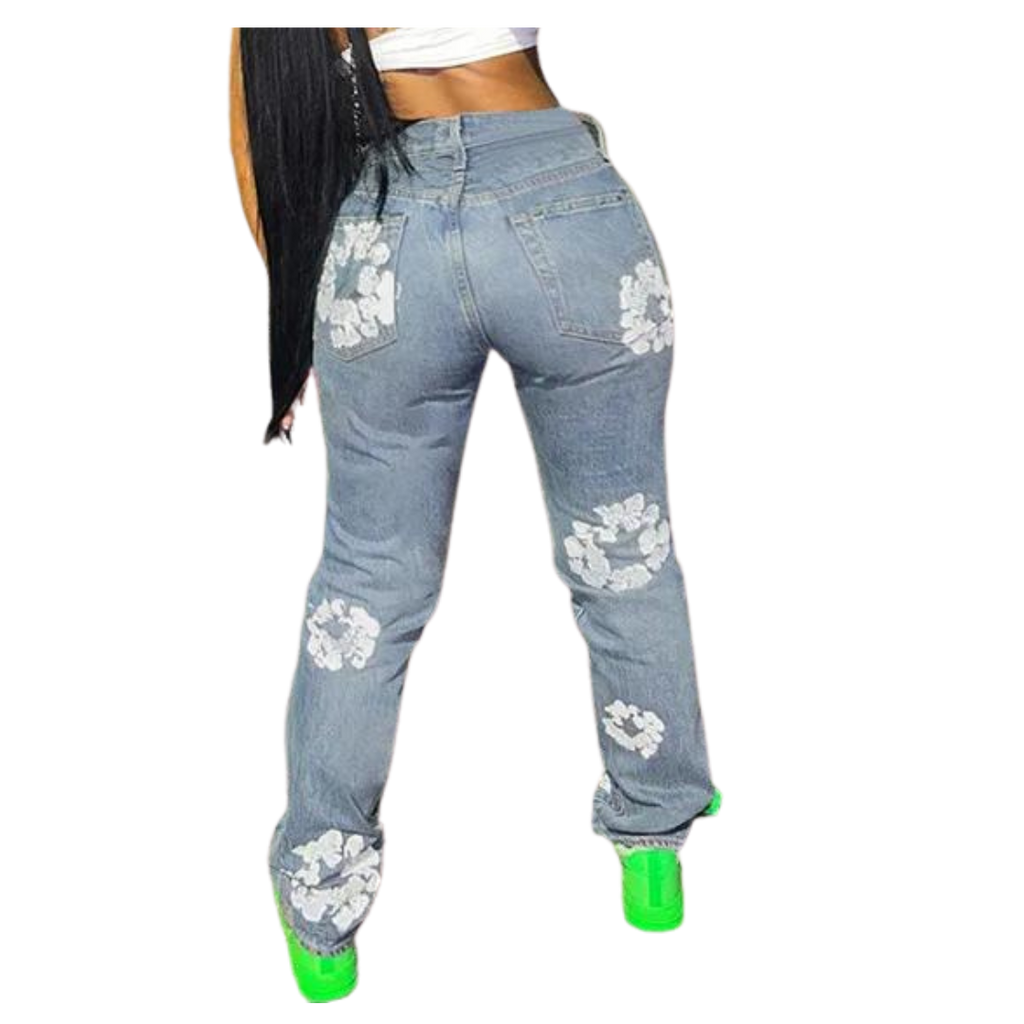 Flower High Waist Jeans