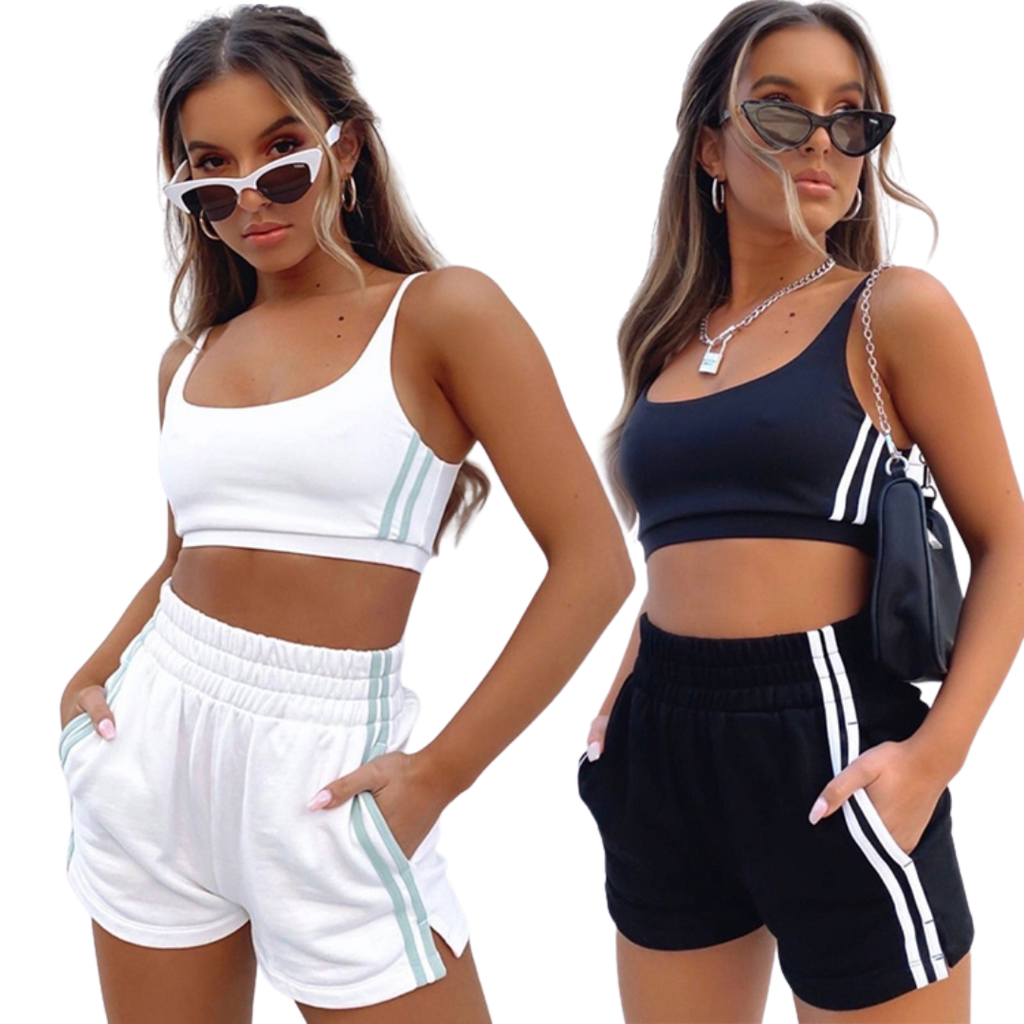 fitness set shorts and tank two piece loose loungewear set