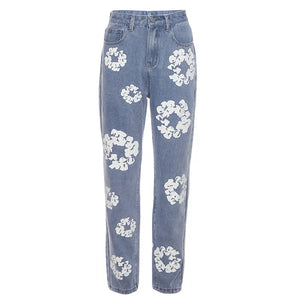 Flower High Waist Jeans